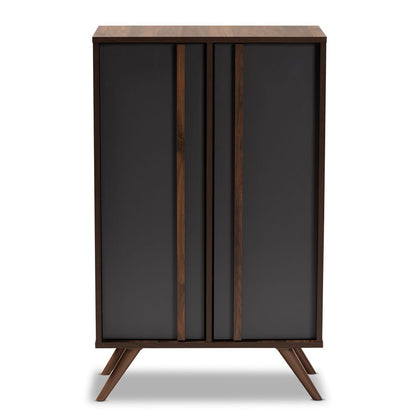 Baxton Studio - Naoki Shoe Cabinet in Grey/Walnut - LV15SC15150-Columbia/Dark Grey-Shoe Cabinet view 3