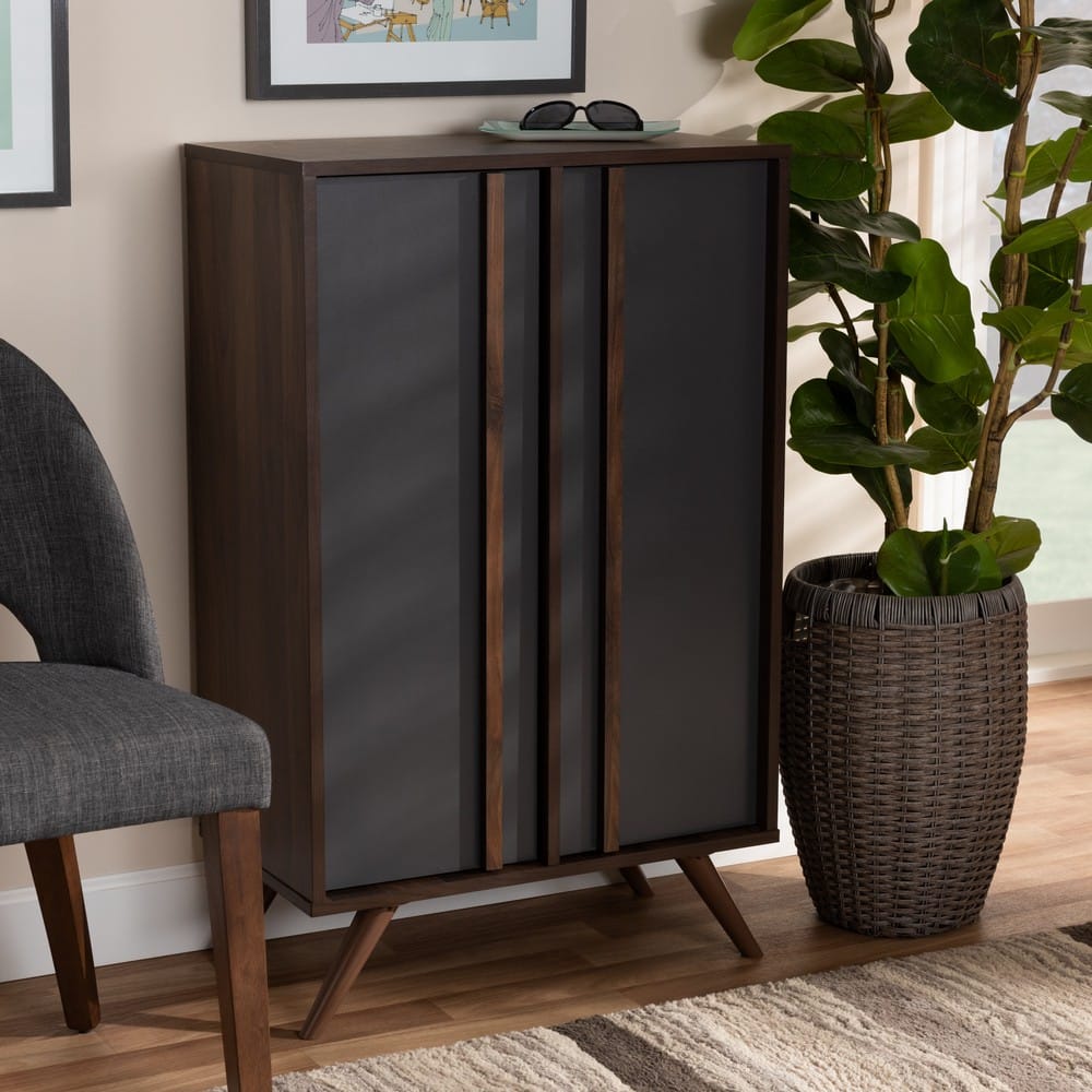 Baxton Studio - Naoki Shoe Cabinet in Grey/Walnut - LV15SC15150-Columbia/Dark Grey-Shoe Cabinet view 7