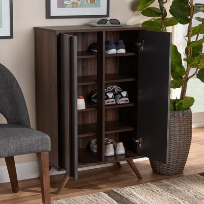 Baxton Studio - Naoki Shoe Cabinet in Grey/Walnut - LV15SC15150-Columbia/Dark Grey-Shoe Cabinet view 8