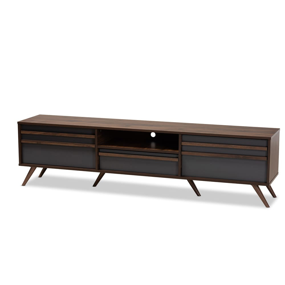 Baxton Studio - Naoki TV Stand in Grey/Walnut - LV15TV15130-Columbia/Dark Grey-TV view 1