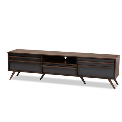 Baxton Studio - Naoki TV Stand in Grey/Walnut - LV15TV15130-Columbia/Dark Grey-TV view 1