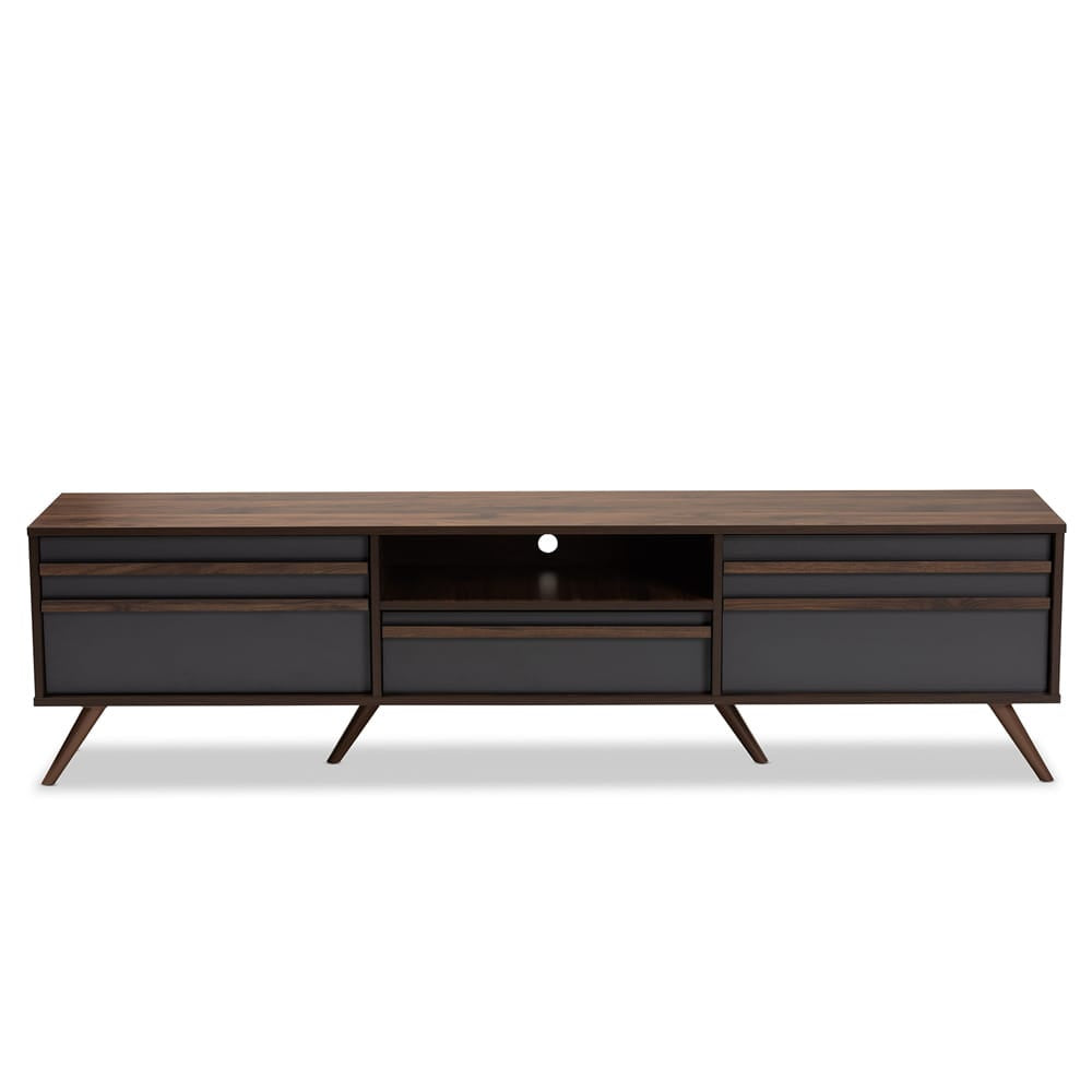 Baxton Studio - Naoki TV Stand in Grey/Walnut - LV15TV15130-Columbia/Dark Grey-TV view 3