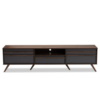 Baxton Studio - Naoki TV Stand in Grey/Walnut - LV15TV15130-Columbia/Dark Grey-TV view 3