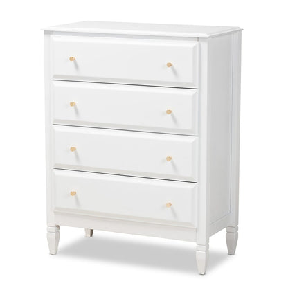 Baxton Studio - Naomi Chest in White/Gold - MG0038-White-4DW-Chest view 1