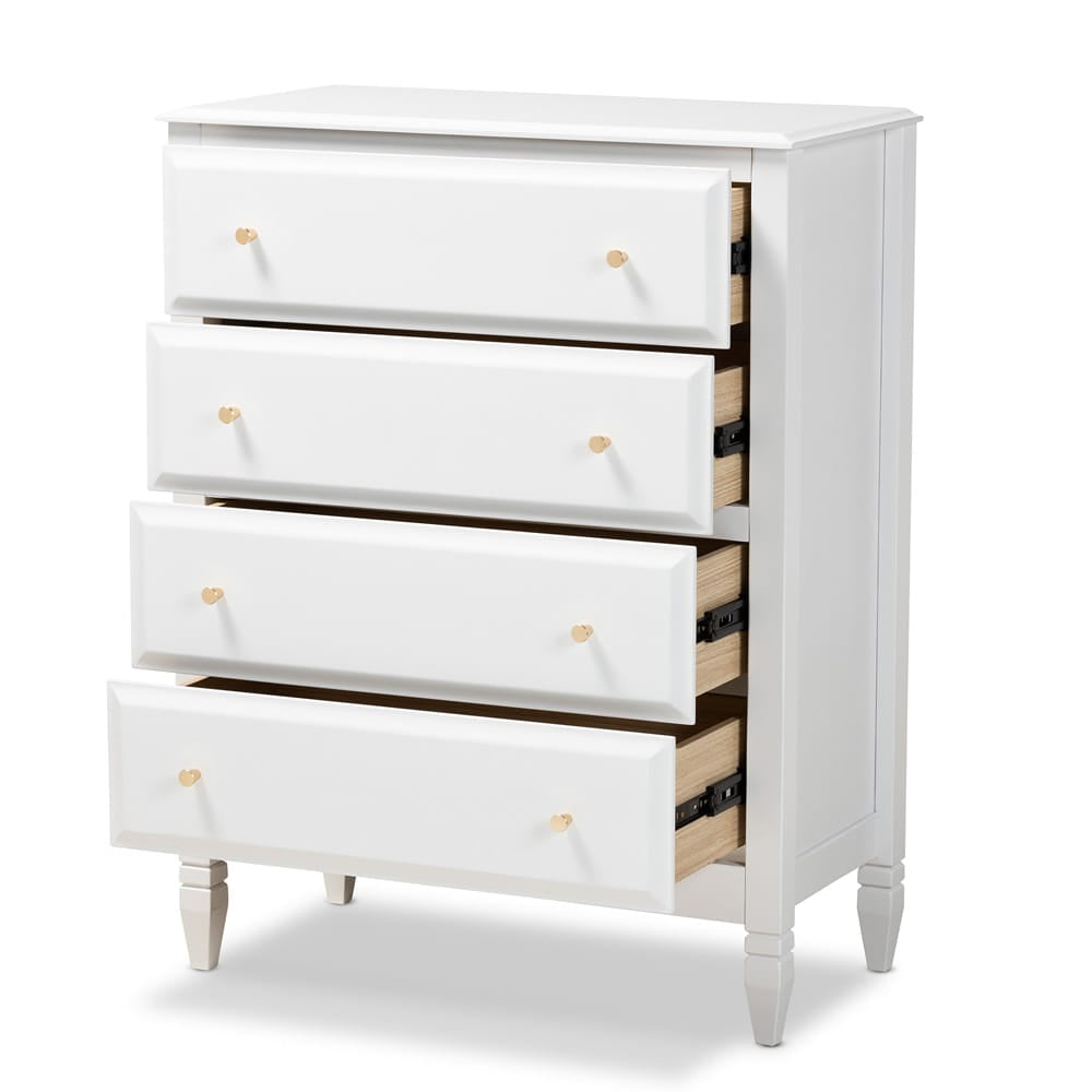 Baxton Studio - Naomi Chest in White/Gold - MG0038-White-4DW-Chest view 2