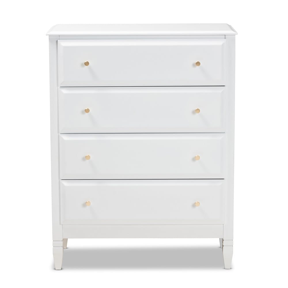 Baxton Studio - Naomi Chest in White/Gold - MG0038-White-4DW-Chest view 3