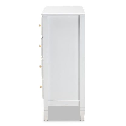 Baxton Studio - Naomi Chest in White/Gold - MG0038-White-4DW-Chest view 4