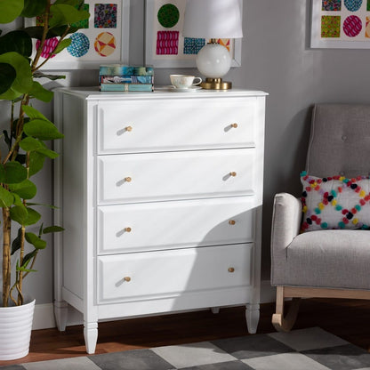 Baxton Studio - Naomi Chest in White/Gold - MG0038-White-4DW-Chest view 7