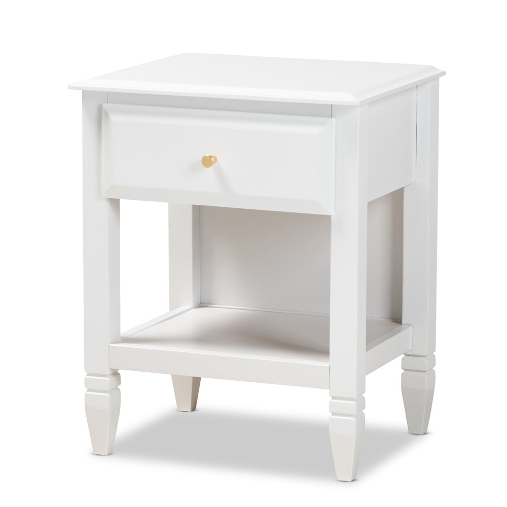 Baxton Studio - Naomi Nightstand in White/Gold - MG0038-White-NS view 1