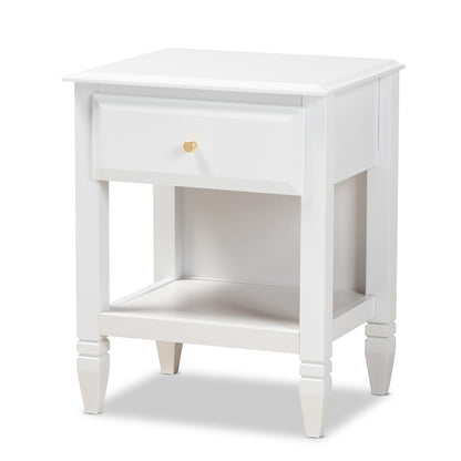 Baxton Studio - Naomi Nightstand in White/Gold - MG0038-White-NS view 1