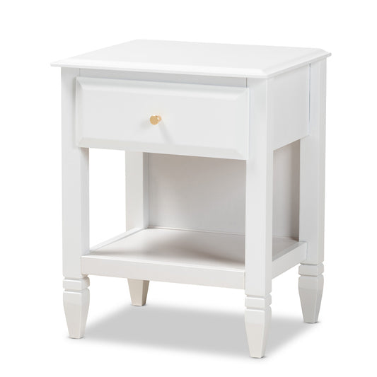 Baxton Studio - Naomi Nightstand in White/Gold - MG0038-White-NS view 1