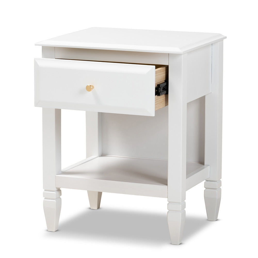Baxton Studio - Naomi Nightstand in White/Gold - MG0038-White-NS view 2