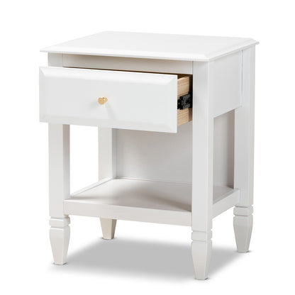 Baxton Studio - Naomi Nightstand in White/Gold - MG0038-White-NS view 2