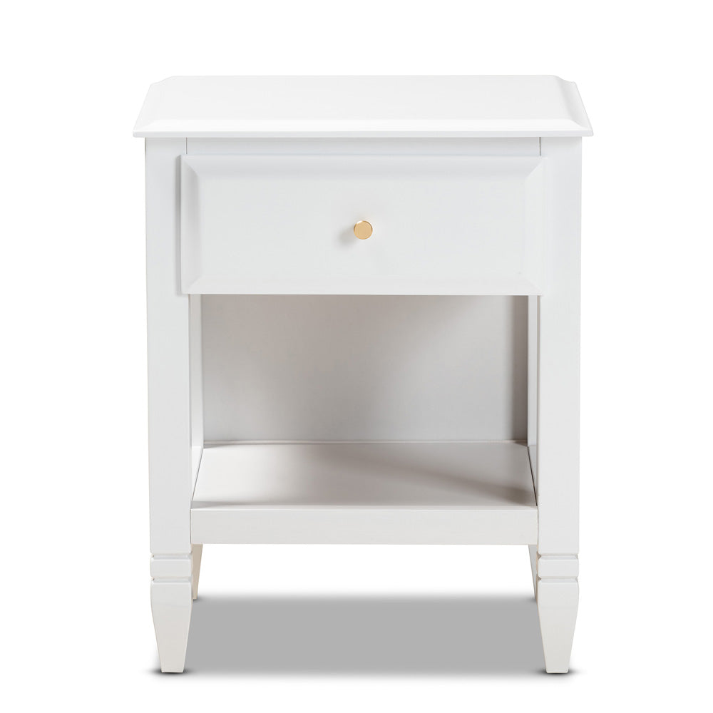 Baxton Studio - Naomi Nightstand in White/Gold - MG0038-White-NS view 3
