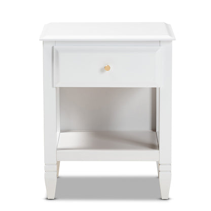 Baxton Studio - Naomi Nightstand in White/Gold - MG0038-White-NS view 3