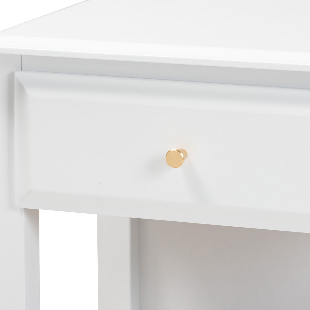 Baxton Studio - Naomi Nightstand in White/Gold - MG0038-White-NS view 5