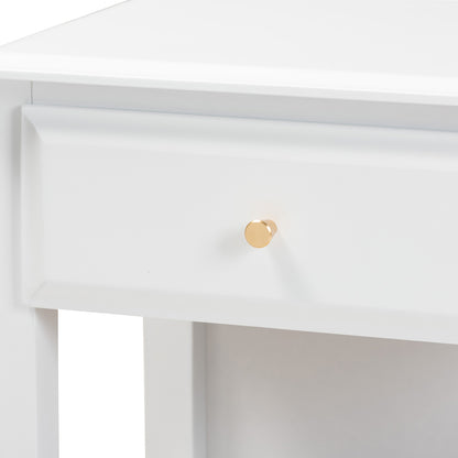 Baxton Studio - Naomi Nightstand in White/Gold - MG0038-White-NS view 5