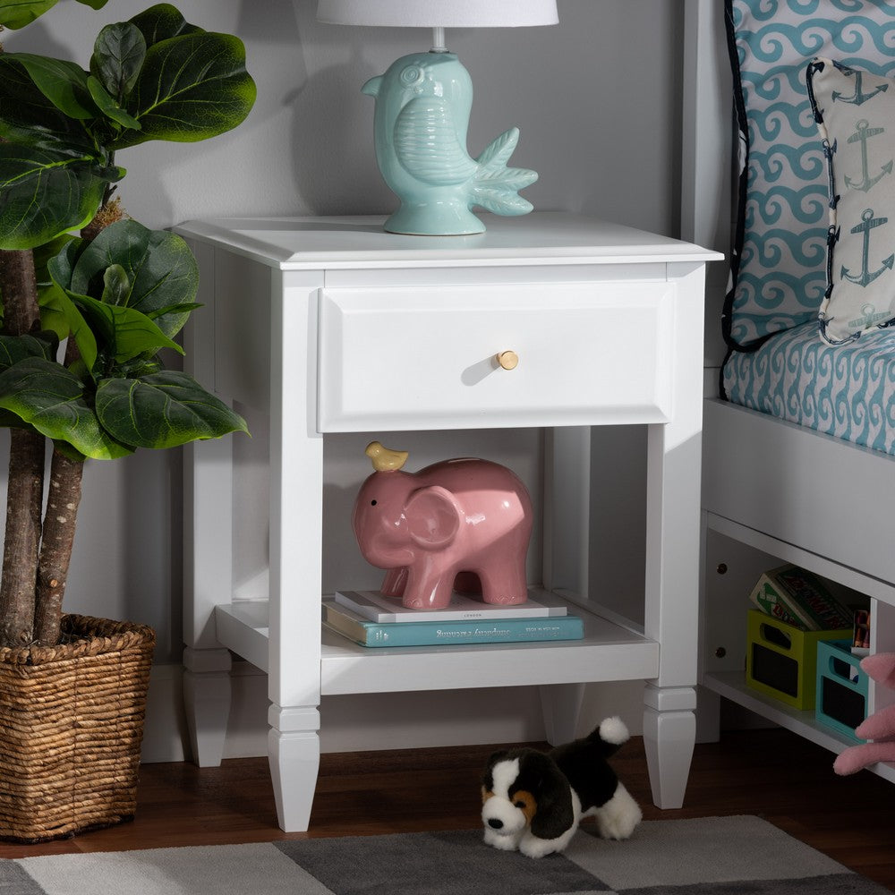 Baxton Studio - Naomi Nightstand in White/Gold - MG0038-White-NS view 7