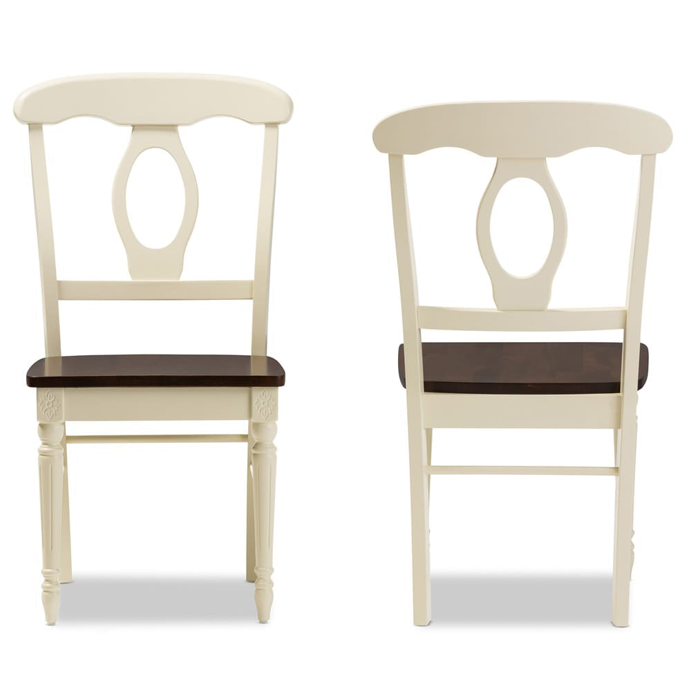 Baxton Studio - Napoleon Dining Set in Table: "Cherry" Brown/Cream; Chairs: "Cherry" Brown/Cream - Napoleon-Cherry/Buttermilk 5PC Dining Set view 2