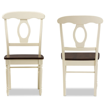 Baxton Studio - Napoleon Dining Set in Table: "Cherry" Brown/Cream; Chairs: "Cherry" Brown/Cream - Napoleon-Cherry/Buttermilk 5PC Dining Set view 2
