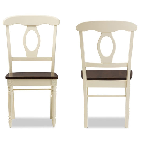 Baxton Studio - Napoleon Dining Set in Table: "Cherry" Brown/Cream; Chairs: "Cherry" Brown/Cream - Napoleon-Cherry/Buttermilk 5PC Dining Set view 2