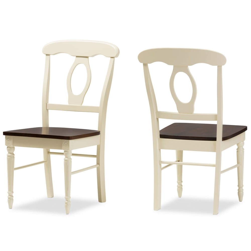 Baxton Studio - Napoleon Dining Set in Table: "Cherry" Brown/Cream; Chairs: "Cherry" Brown/Cream - Napoleon-Cherry/Buttermilk 5PC Dining Set view 5