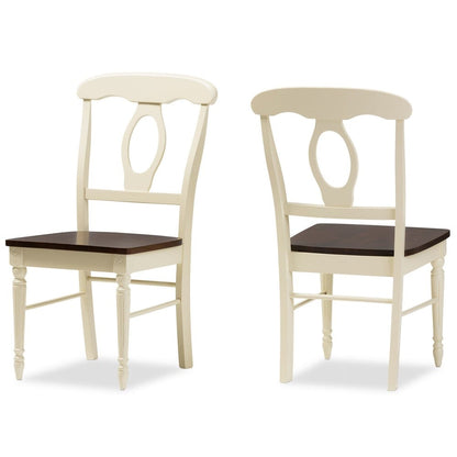 Baxton Studio - Napoleon Dining Set in Table: "Cherry" Brown/Cream; Chairs: "Cherry" Brown/Cream - Napoleon-Cherry/Buttermilk 5PC Dining Set view 5