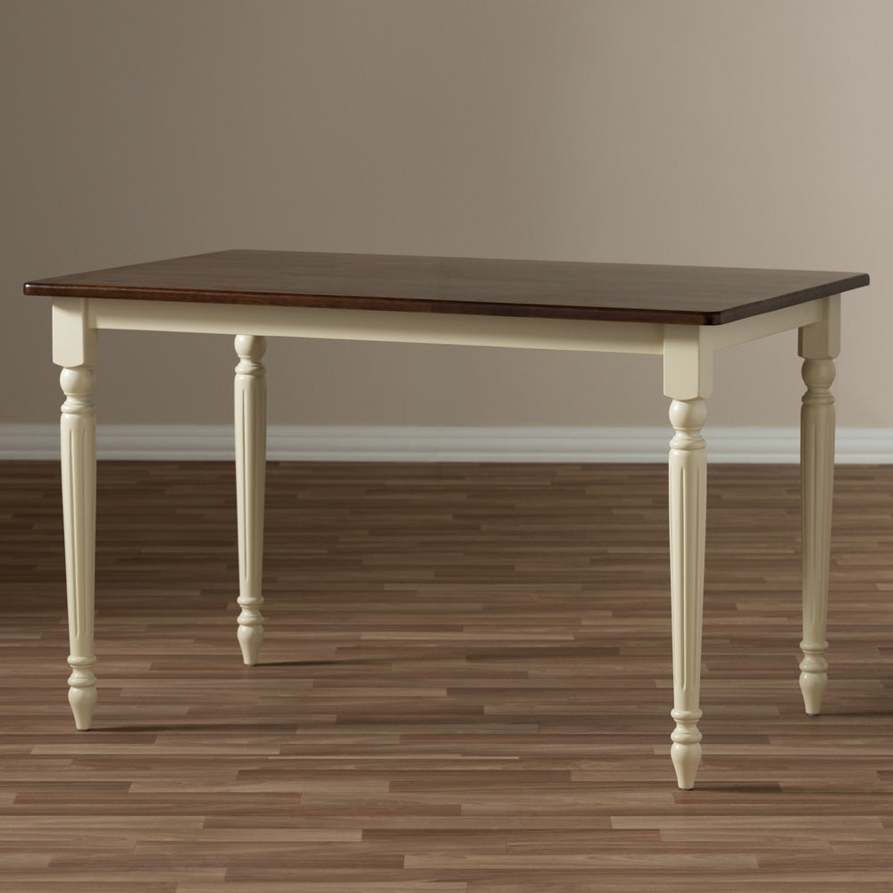 Baxton Studio - Napoleon Dining Table in "Cherry" Brown/Cream - Napoleon-Cherry/Buttermilk-DT view 7