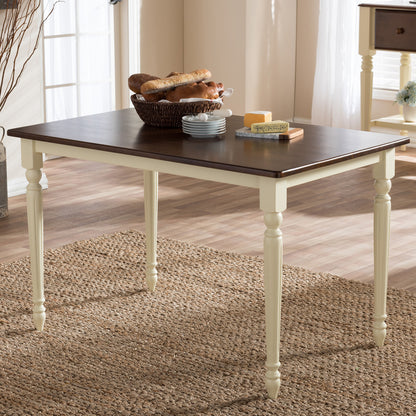 Baxton Studio - Napoleon Dining Table in "Cherry" Brown/Cream - Napoleon-Cherry/Buttermilk-DT view 8