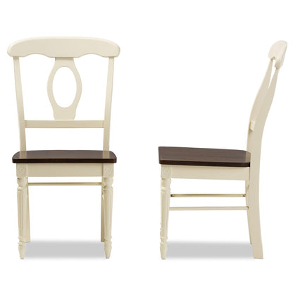Baxton Studio - Napoleon Set of 2 Dining Chairs in "Cherry" Brown/Cream - Napoleon-Cherry/Buttermilk-DC view 1