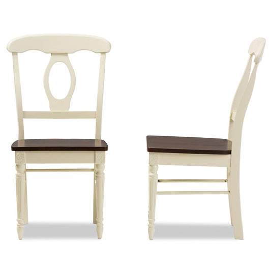 Baxton Studio - Napoleon Set of 2 Dining Chairs in "Cherry" Brown/Cream - Napoleon-Cherry/Buttermilk-DC view 1
