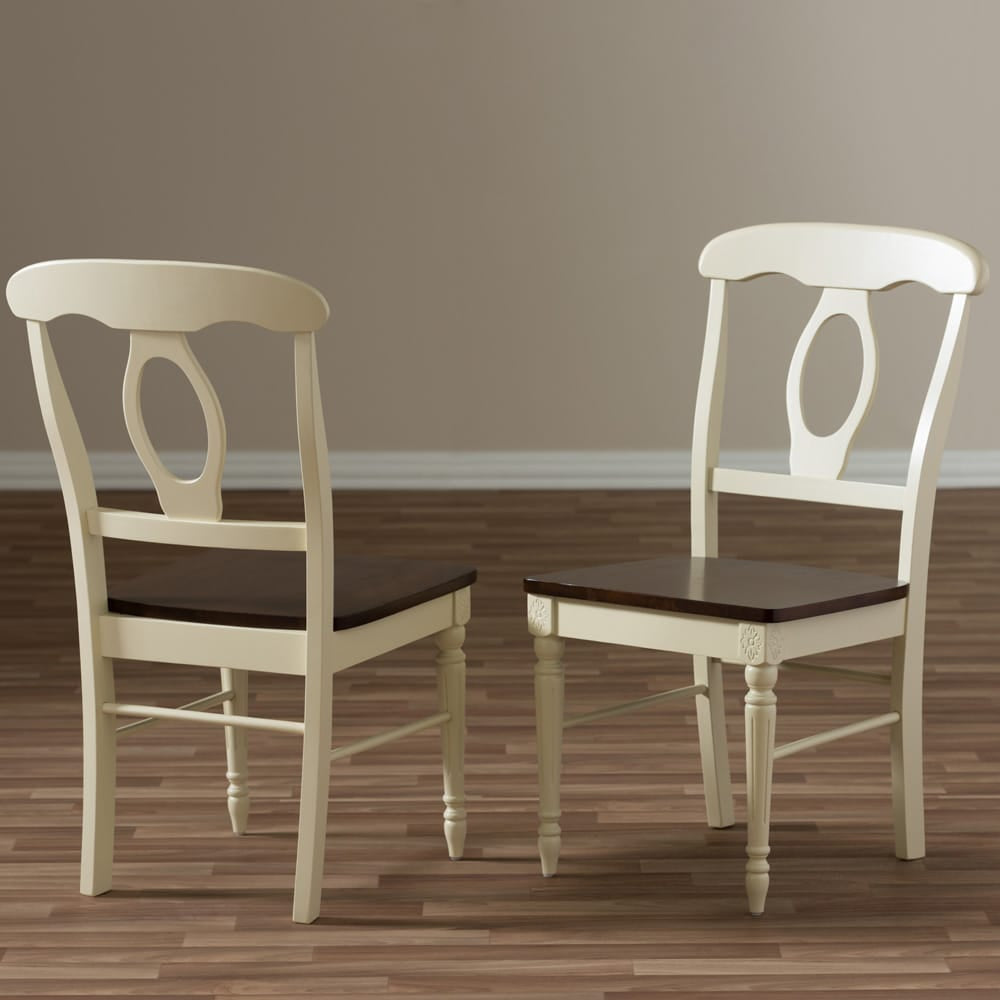 Baxton Studio - Napoleon Set of 2 Dining Chairs in "Cherry" Brown/Cream - Napoleon-Cherry/Buttermilk-DC view 3