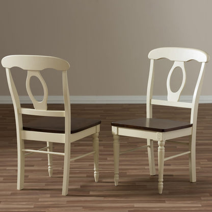 Baxton Studio - Napoleon Set of 2 Dining Chairs in "Cherry" Brown/Cream - Napoleon-Cherry/Buttermilk-DC view 3