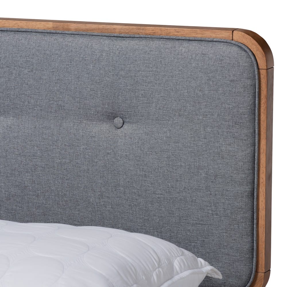 Baxton Studio - Natalia Queen Size Bed in Dark Gray/Walnut - Natalia-Dark Grey/Ash Walnut-Queen view 4