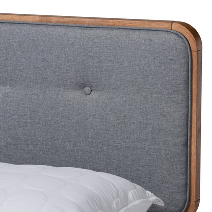 Baxton Studio - Natalia Queen Size Bed in Dark Gray/Walnut - Natalia-Dark Grey/Ash Walnut-Queen view 4