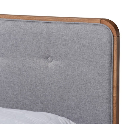 Baxton Studio - Natalia Queen Size Bed in Light Gray/Walnut - Natalia-Light Grey/Ash Walnut-Queen view 4