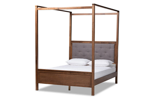 Baxton Studio - Natasha Queen Size Bed - MG0021-Gray/Walnut-Queen view 2