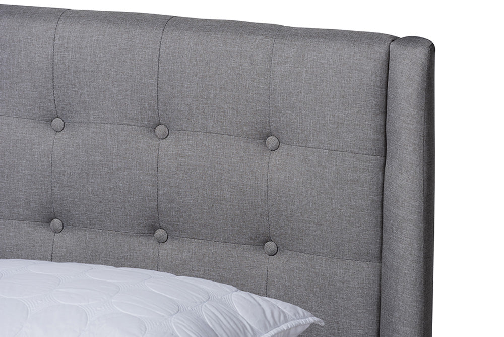Baxton Studio - Naya King Size Bed - CF9061-Light Grey-King view 4