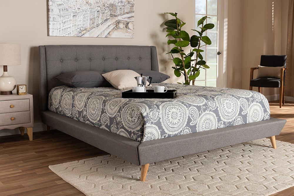 Baxton Studio - Naya King Size Bed - CF9061-Light Grey-King view 5