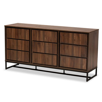 Baxton Studio - Neil Sideboard in Walnut Brown/Black - MPC8009-Walnut-Sideboard view 1