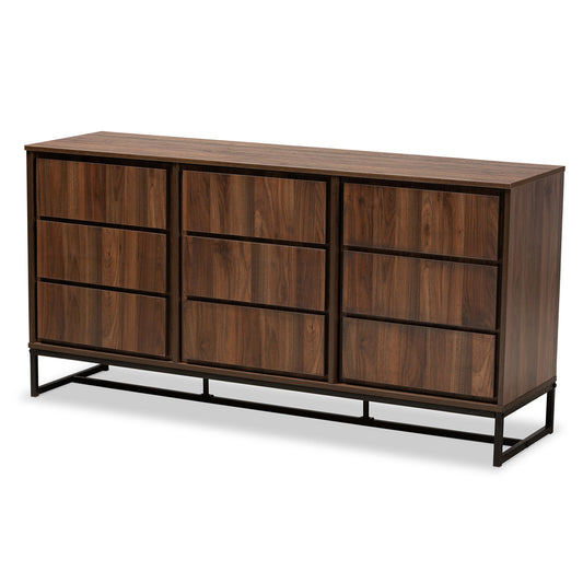 Baxton Studio - Neil Sideboard in Walnut Brown/Black - MPC8009-Walnut-Sideboard view 1