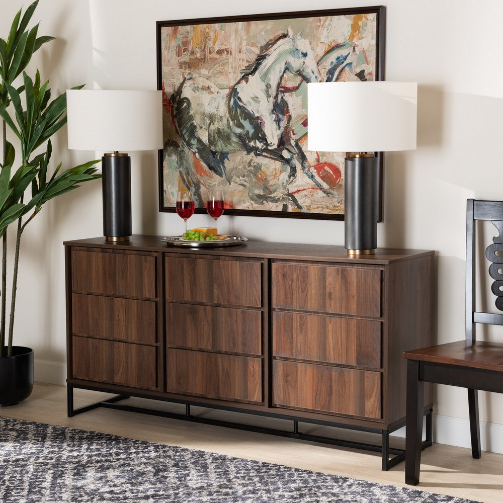 Baxton Studio - Neil Sideboard in Walnut Brown/Black - MPC8009-Walnut-Sideboard view 7