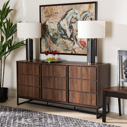 Baxton Studio - Neil Sideboard in Walnut Brown/Black - MPC8009-Walnut-Sideboard view 7