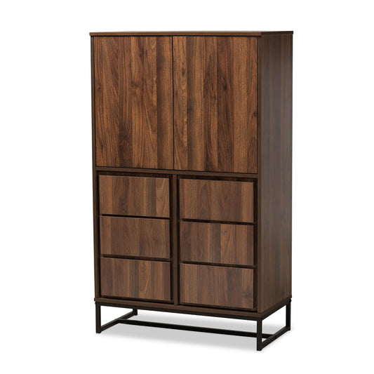 Baxton Studio - Neil Storage Cabinet in Walnut Brown/Black - MPC8010-Walnut-Cabinet view 1