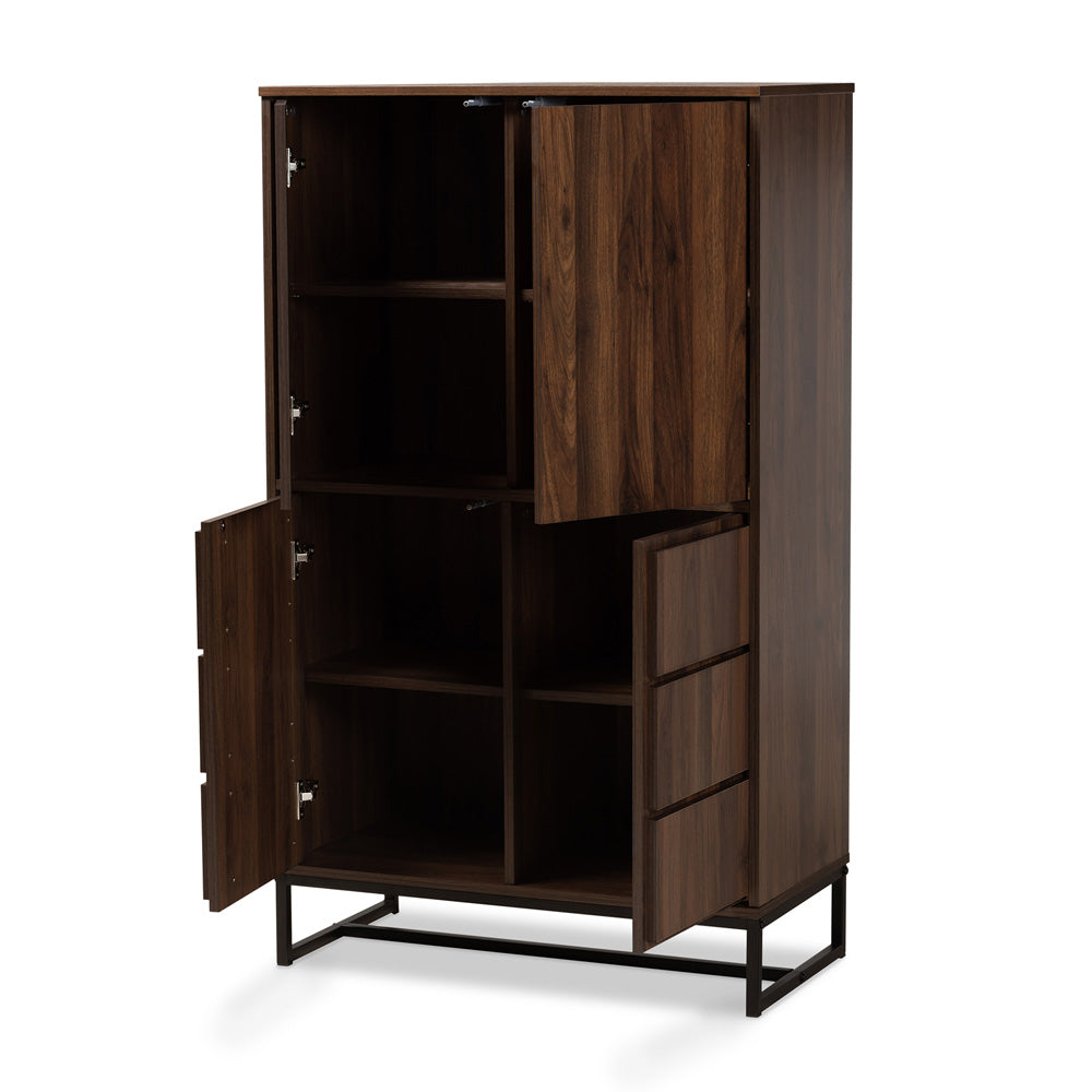 Baxton Studio - Neil Storage Cabinet in Walnut Brown/Black - MPC8010-Walnut-Cabinet view 2