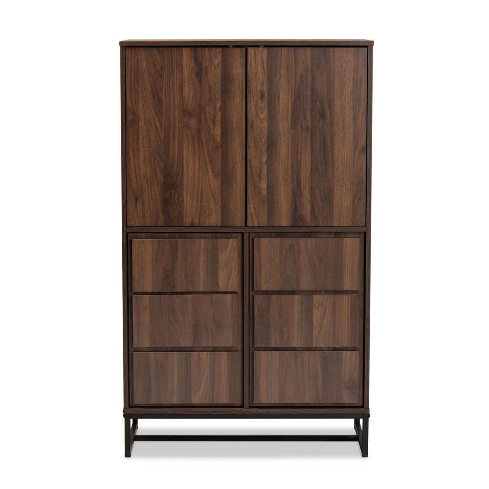 Baxton Studio - Neil Storage Cabinet in Walnut Brown/Black - MPC8010-Walnut-Cabinet view 3