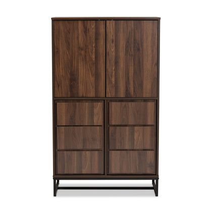 Baxton Studio - Neil Storage Cabinet in Walnut Brown/Black - MPC8010-Walnut-Cabinet view 3