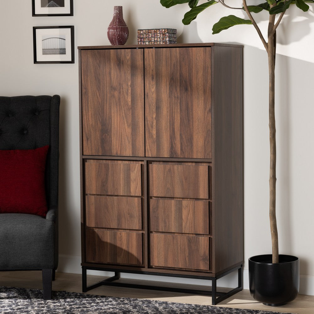 Baxton Studio - Neil Storage Cabinet in Walnut Brown/Black - MPC8010-Walnut-Cabinet view 7