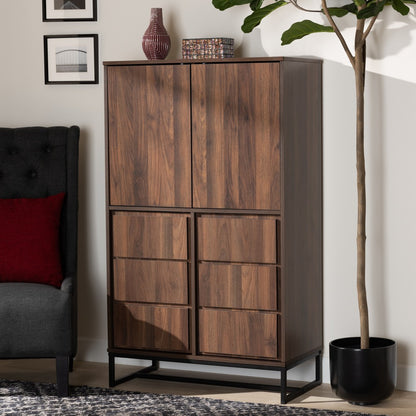 Baxton Studio - Neil Storage Cabinet in Walnut Brown/Black - MPC8010-Walnut-Cabinet view 7