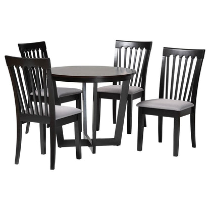 Baxton Studio - Nellie Dining Set in Grey/Dark Brown - Nellie-Grey/Dark Brown-5PC Dining Set view 1